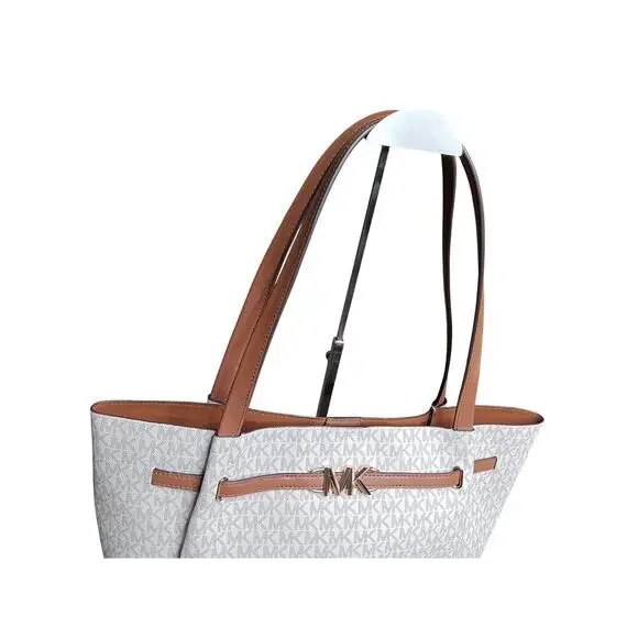 Michael Kors Jet Set Signature Tote Brown MK Logo Shoulder Bag - Picture 15 of 16